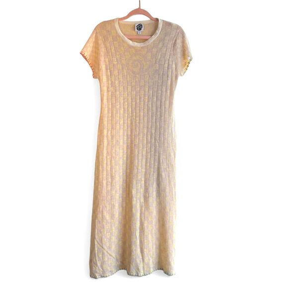 YanYan Knits Cap Sleeve Maxi Dress with Cloud in Checkered Yellow & Tan size M - Picture 1 of 16